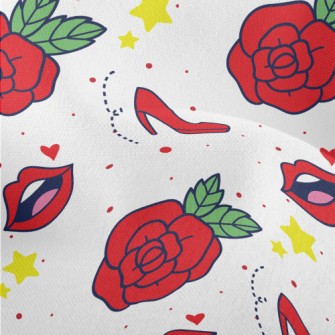 Red Lip Rose High Heels Lightweight Performance Linen