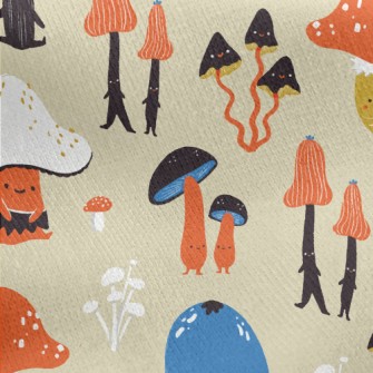 Cute Little Mushroom Family Jersey Backed Fleece