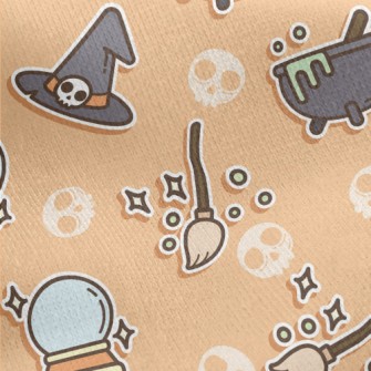 Witch Broom Halloween Jersey Backed Fleece