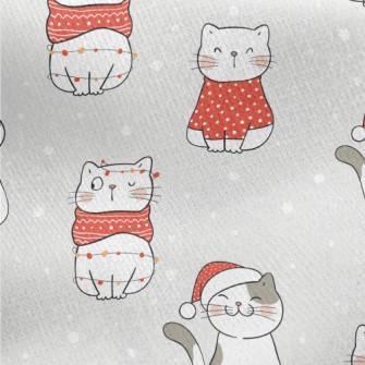 Warm Winter Christmas Kitten Jersey Backed Fleece