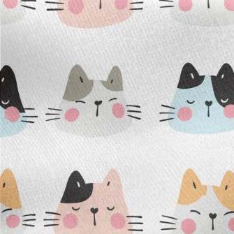 Blushing Big-faced Cat Jersey Backed Fleece