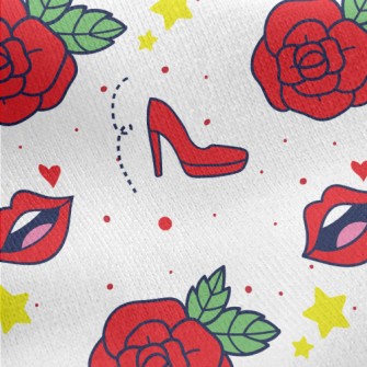 Red Lip Rose High Heels Jersey Backed Fleece