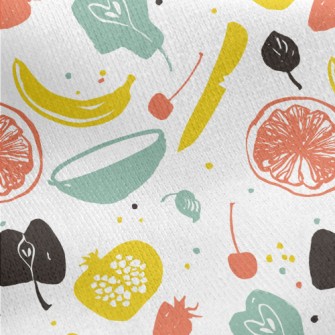 Line Art Fruit Jersey Backed Fleece