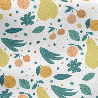 Pear Orange Leaves Jersey Backed Fleece