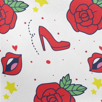 Red Lip Rose High Heels Pongee