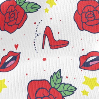 Red Lip Rose High Heels Stretch Jersey