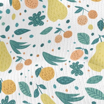 Pear Orange Leaves Stretch Jersey