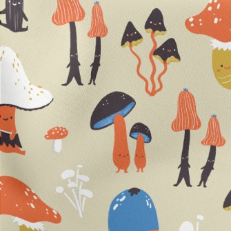Cute Little Mushroom Family Lightweight Cotton Poplin