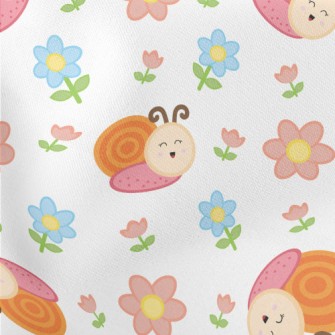 Snail Playing In The Garden Lightweight Cotton Poplin