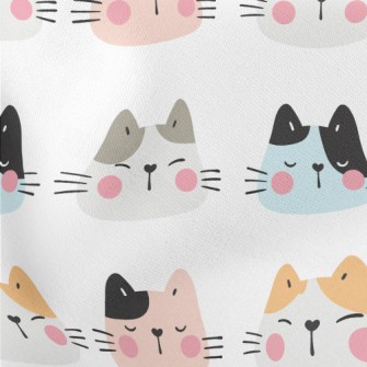 Blushing Big-faced Cat Lightweight Cotton Poplin