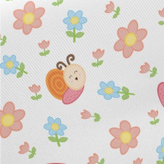 Snail Playing In The Garden Midweight Cotton Poplin