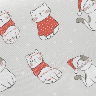 Warm Winter Christmas Kitten Midweight Cotton Poplin