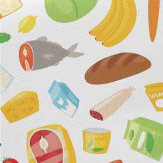 Nutritious Vegetables, Fruits  Midweight Cotton Poplin