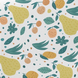 Pear Orange Leaves Midweight Cotton Poplin
