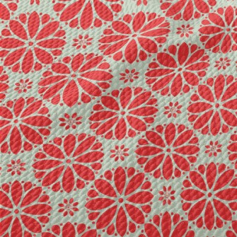 Cartoon Red Flowers Birdseye Piqué
