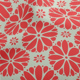 Cartoon Red Flowers Athletic Mesh Flat Back