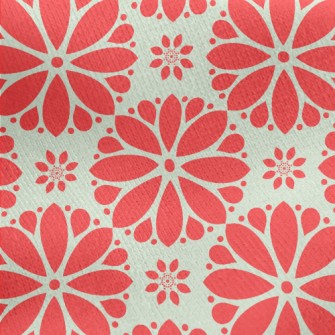 Cartoon Red Flowers Jersey Backed Fleece