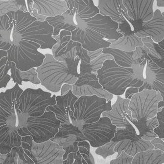 Grey Hibiscus Pattern Chiffon