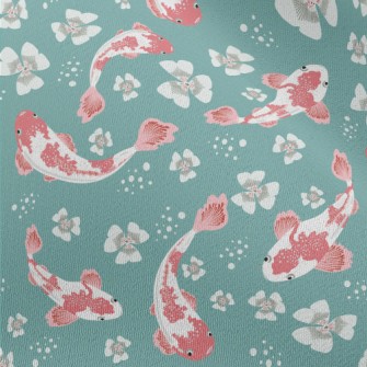 Carp Pond And Cherry Blossoms Chiffon