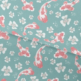 Carp Pond And Cherry Blossoms Waterproof Oxford