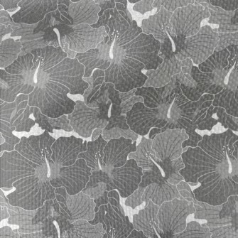 Grey Hibiscus Pattern Waterproof Canvas