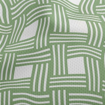 Green Woven Plaid Athletic Mesh Flat Back