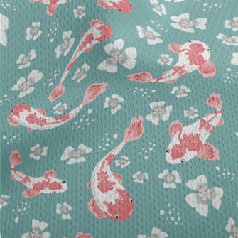 Carp Pond And Cherry Blossoms Athletic Mesh Flat Back