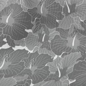 Grey Hibiscus Pattern Terry