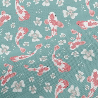 Carp Pond And Cherry Blossoms Performance Linen