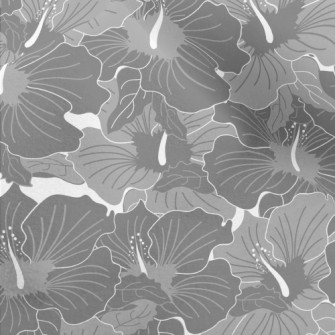 Grey Hibiscus Pattern Micro Fleece