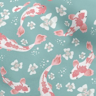 Carp Pond And Cherry Blossoms Micro Fleece