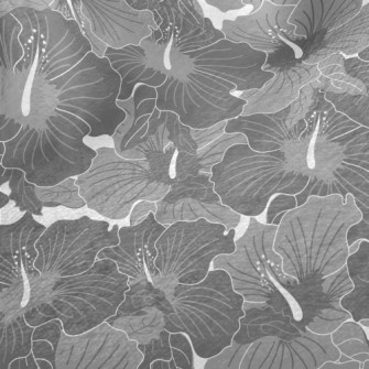 Grey Hibiscus Pattern Minky