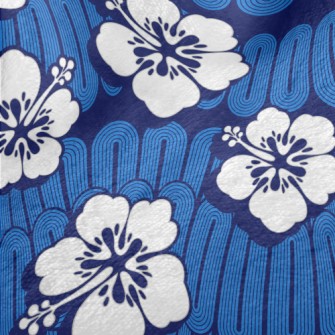 White Hawaiian Flowers Minky