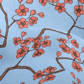 Watercolor Cherry Blossom Patt Lightweight Performance Linen