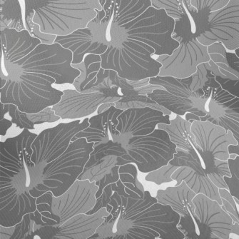 Grey Hibiscus Pattern Lightweight Performance Linen