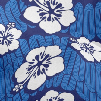 White Hawaiian Flowers Lightweight Performance Linen