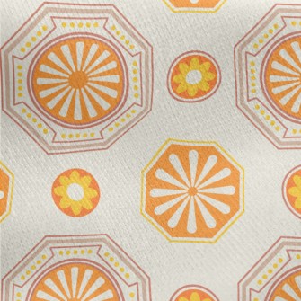Orange Korean Pattern Jersey Backed Fleece