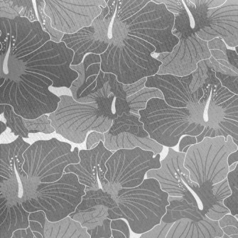 Grey Hibiscus Pattern Jersey Backed Fleece