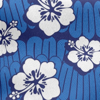 White Hawaiian Flowers Jersey Backed Fleece