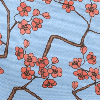 Watercolor Cherry Blossom Patt Pongee
