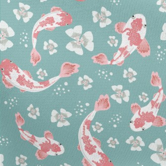 Carp Pond And Cherry Blossoms Pongee