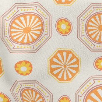 Orange Korean Pattern Lightweight Cotton Poplin