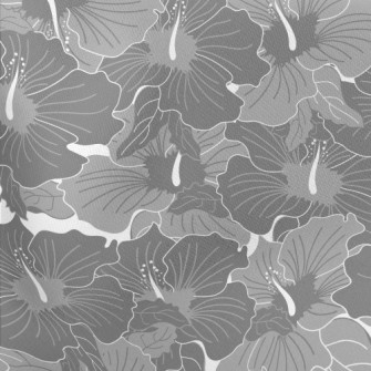 Grey Hibiscus Pattern Lightweight Cotton Poplin