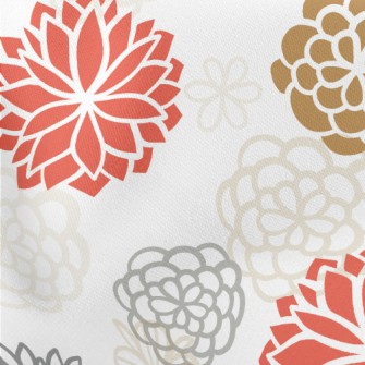 Hand Drawn Japanese Flowers Lightweight Cotton Poplin