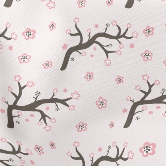 Cartoon Cherry Blossom Branche Lightweight Cotton Poplin