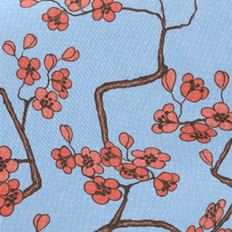 Watercolor Cherry Blossom Patt Midweight Cotton Poplin