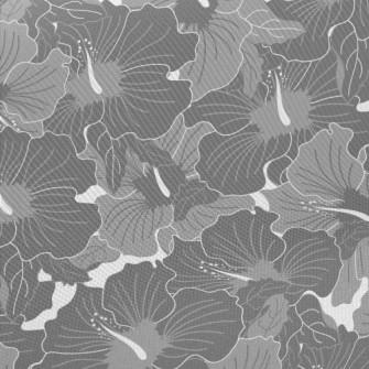 Grey Hibiscus Pattern Midweight Cotton Poplin