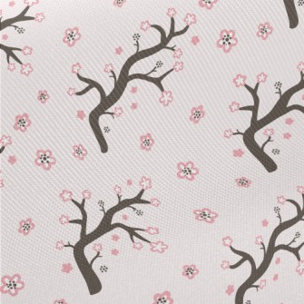 Cartoon Cherry Blossom Branche Midweight Cotton Poplin