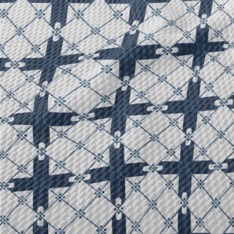 Hand Painted Tile Pattern Birdseye Piqué