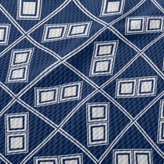 Geometric Lines And Squares Birdseye Piqué